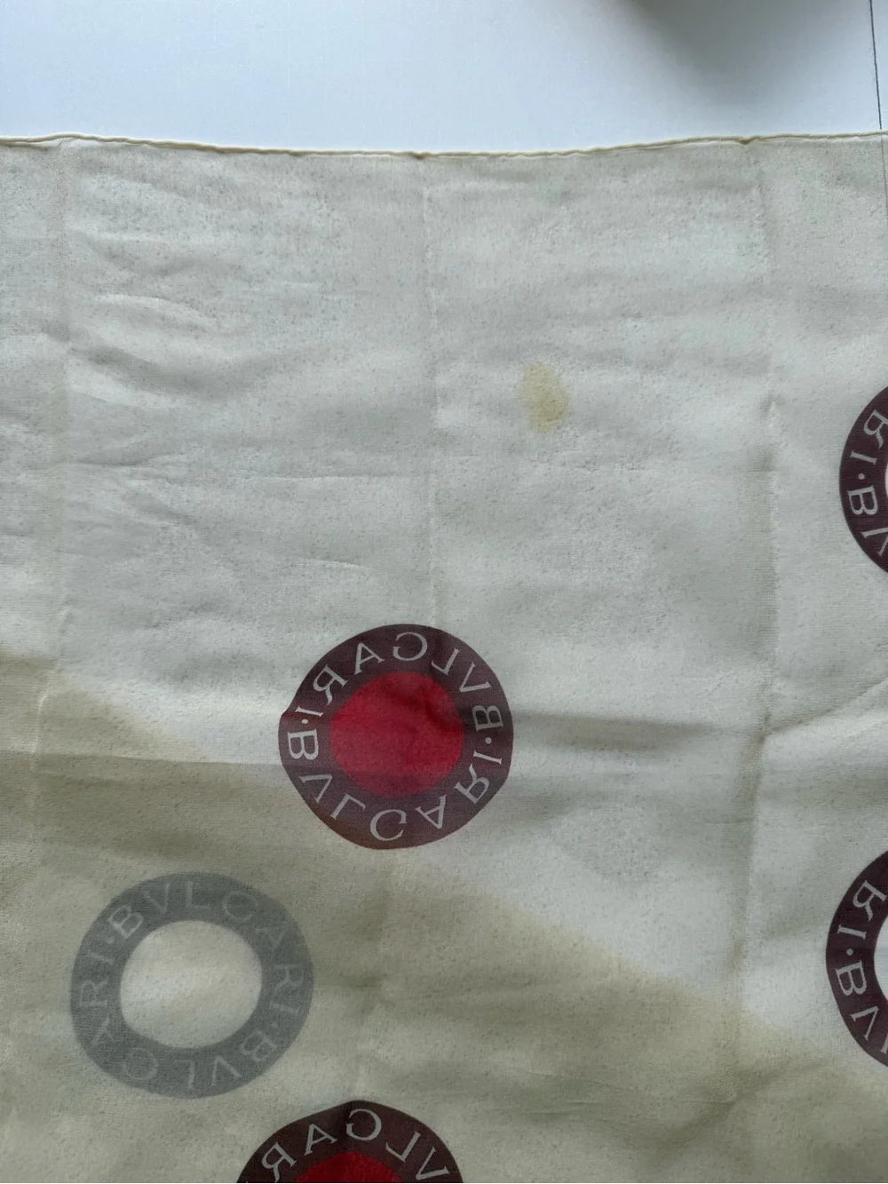 Bvlgari Beige Lightweight Circle Logo Print Scarf